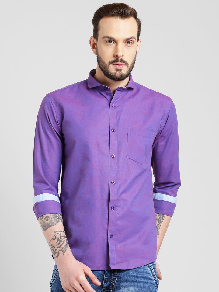 Buy Being Fab Men Purple Slim Fit Self Design Casual Shirt Shirts