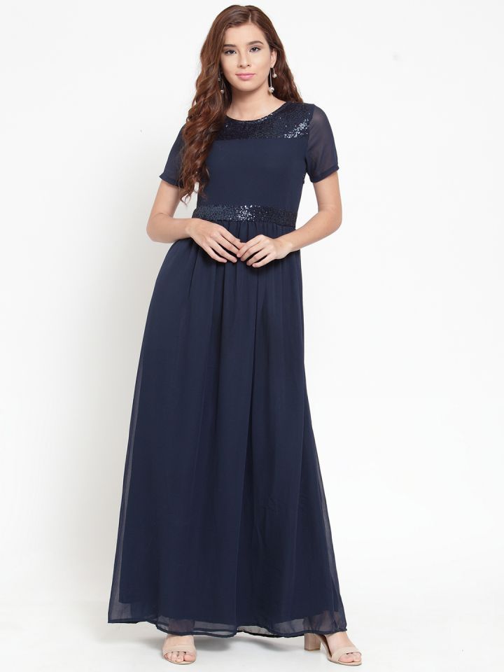 navy blue embellished dress