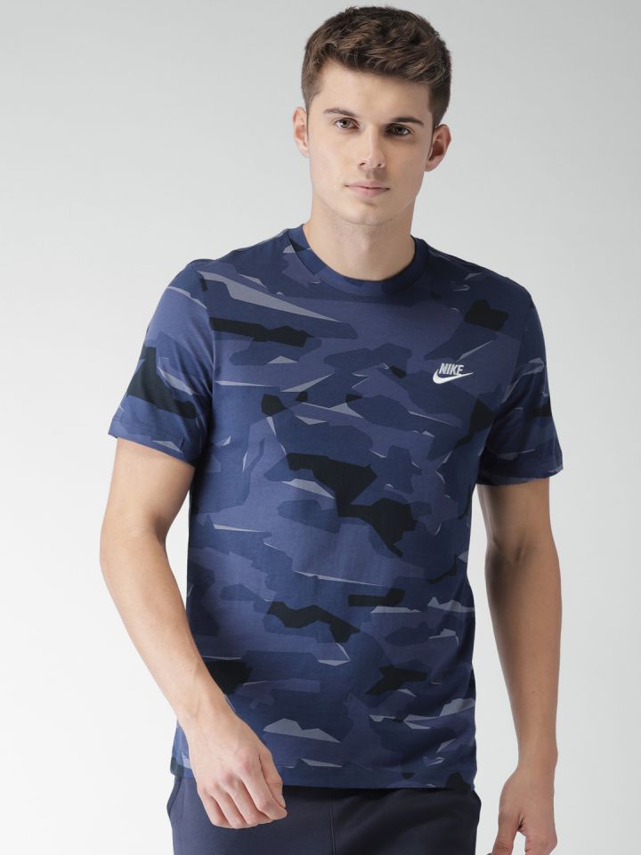 Buy Nike Men Blue Black Camouflage Printed NSW DRI FIT Pure