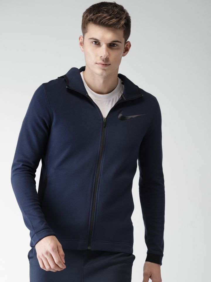 Nike Men Navy Blue Solid Standard Fit SHOWTIME Dri Fit Sporty Jacket