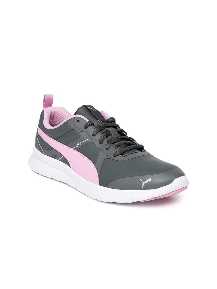 Puma Women Grey Pink Flex Essential SL Sneakers