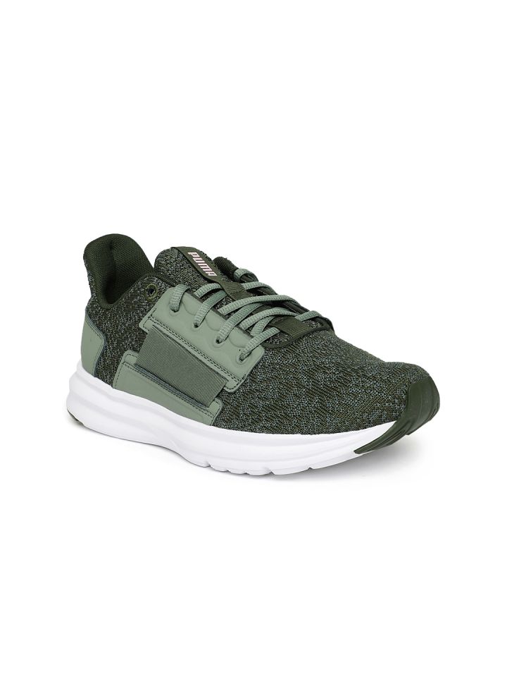 Puma Women Olive Green Enzo Street Knit Interest Training Shoes