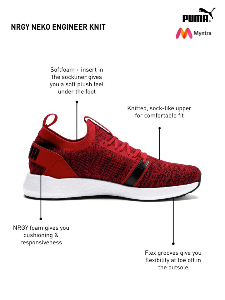 Puma Men Red NRGY Neko Engineer Knit Running Shoes