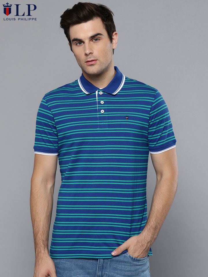 Buy Louis Philippe Striped Polo Collar T Shirt - Tshirts for Men