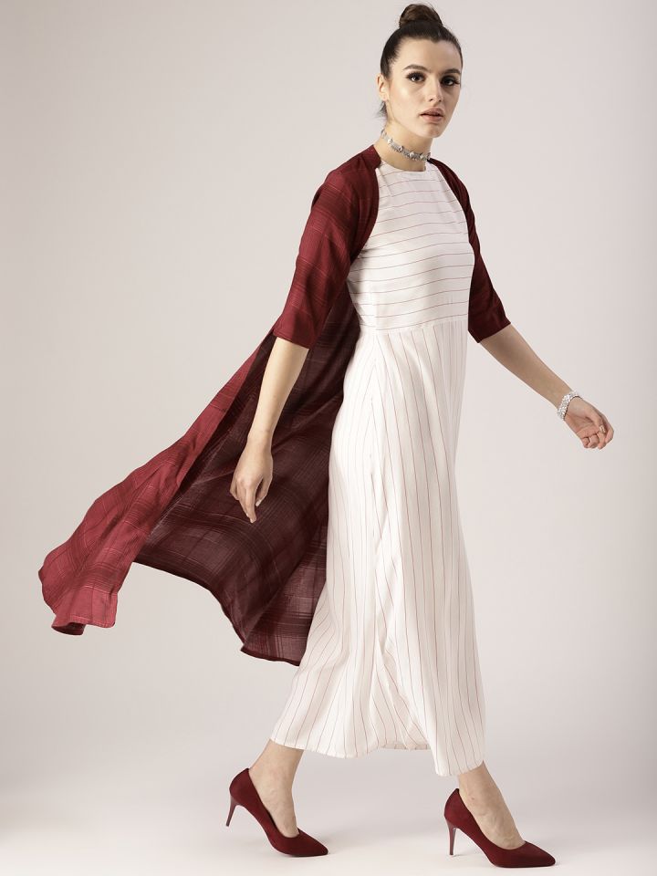 Buy Libas Women White Striped Layered Maxi Dress Ethnic