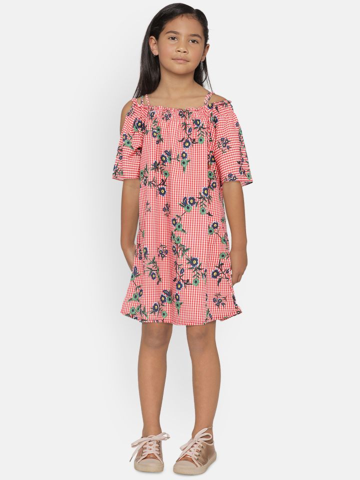 Buy Peppermint Girls Red Checked Shift Dress Dresses for Girls