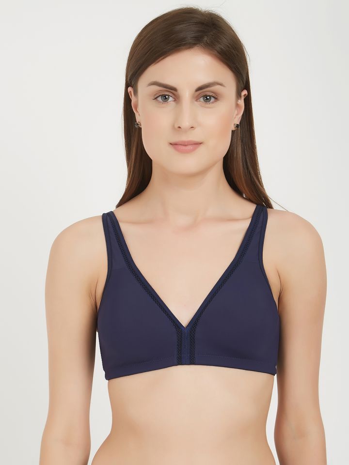 Buy Soie Navy Blue Solid Non Wired Non Padded Everyday Bra CB 327