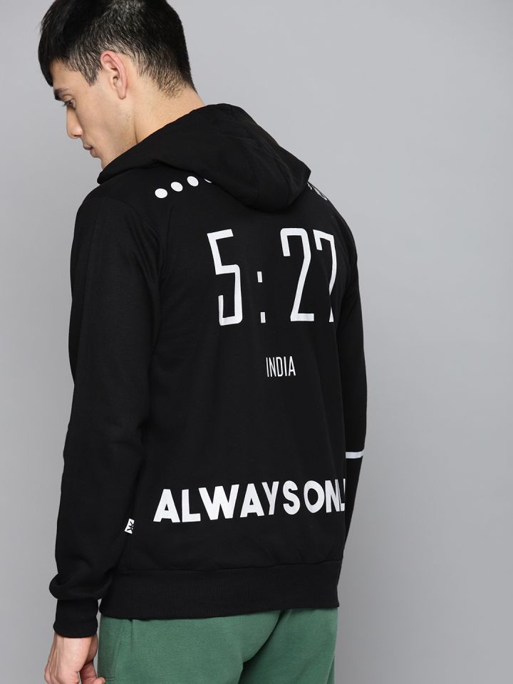 Buy Kook N Keech Men Black Back Printed Hooded Sweatshirt