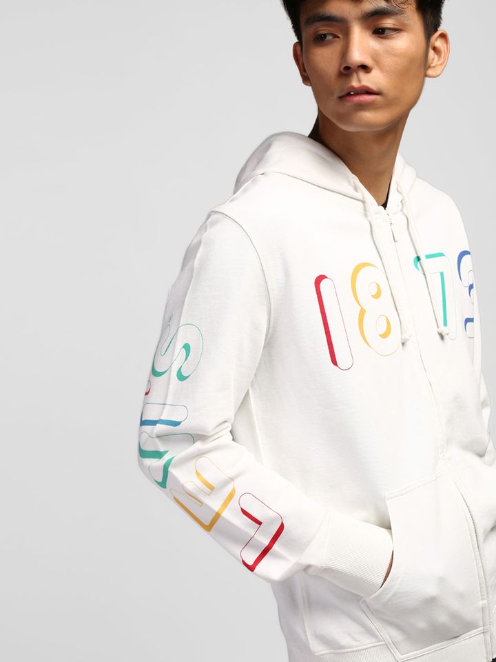 Buy Levis Men White Printed Hooded 