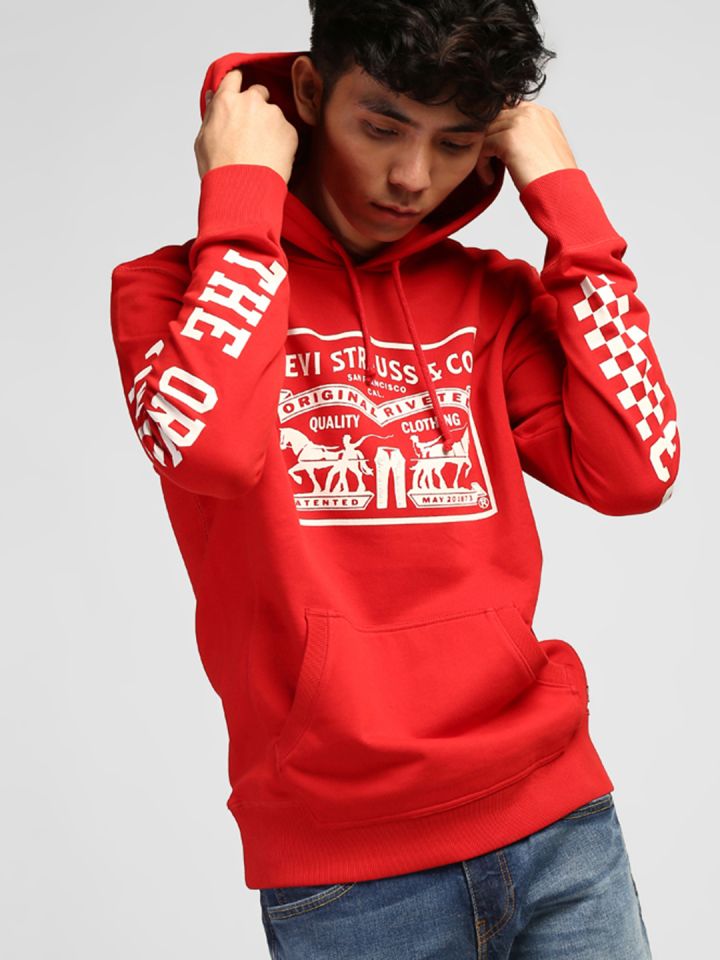 Buy Levis Men Red & Off White Printed Hooded Sweatshirt - Sweatshirts for  Men 6840940 | Myntra
