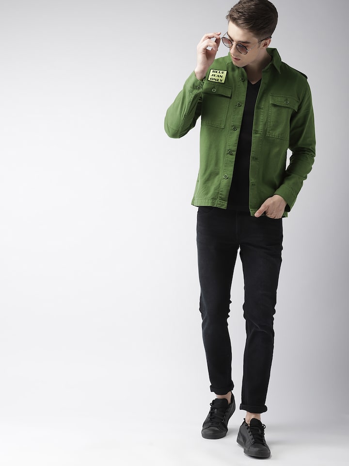 Buy Levis Men Green Solid Denim Jacket 
