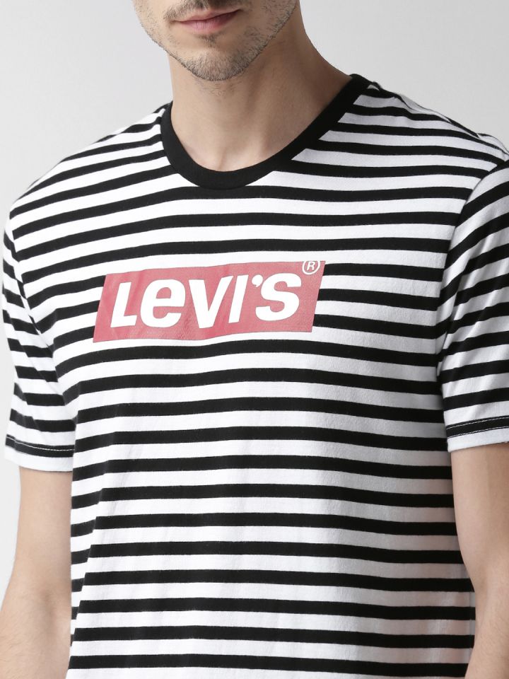Levi's black and white striped t shirt online