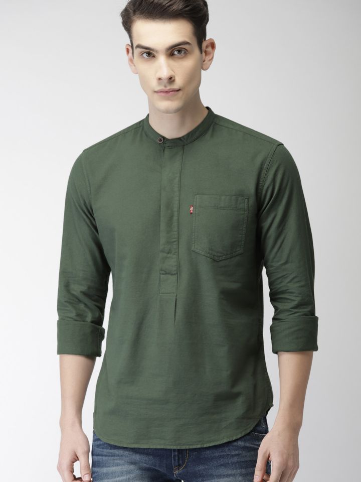 Buy Levis Men Olive Green Trim Slim Fit Solid Casual Shirt Shirts