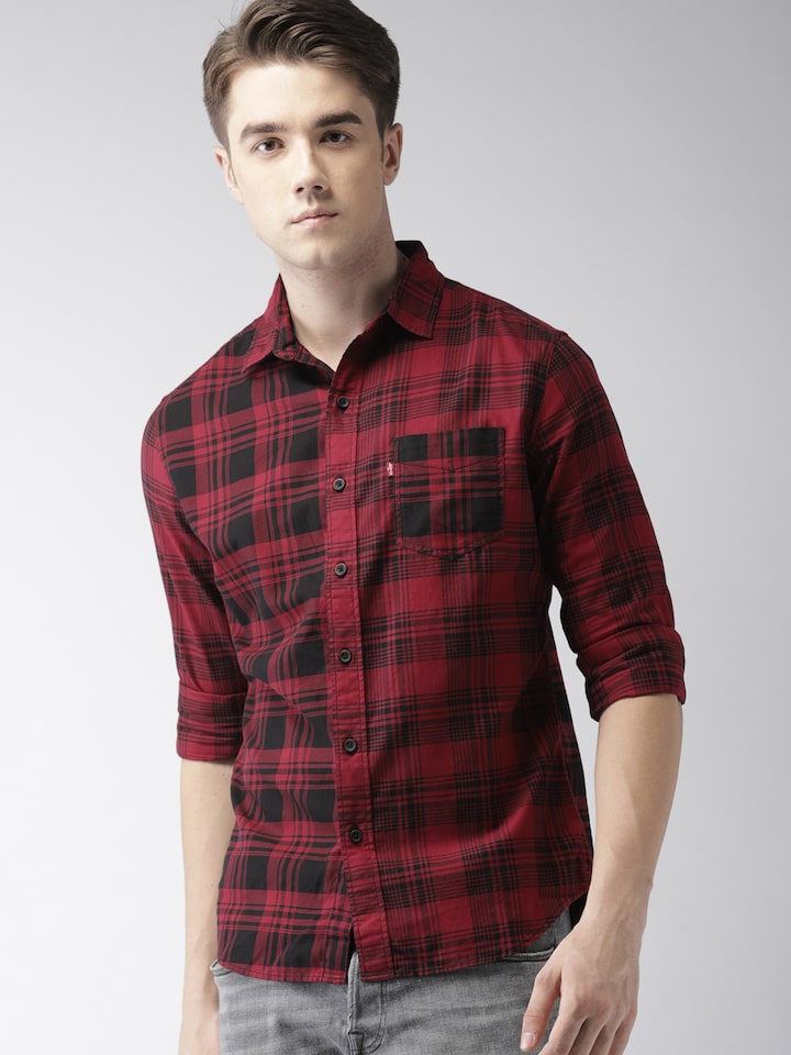 Buy Levis Men Red & Black Regular Fit Checked Casual Shirt - Shirts for Men  6841301 | Myntra