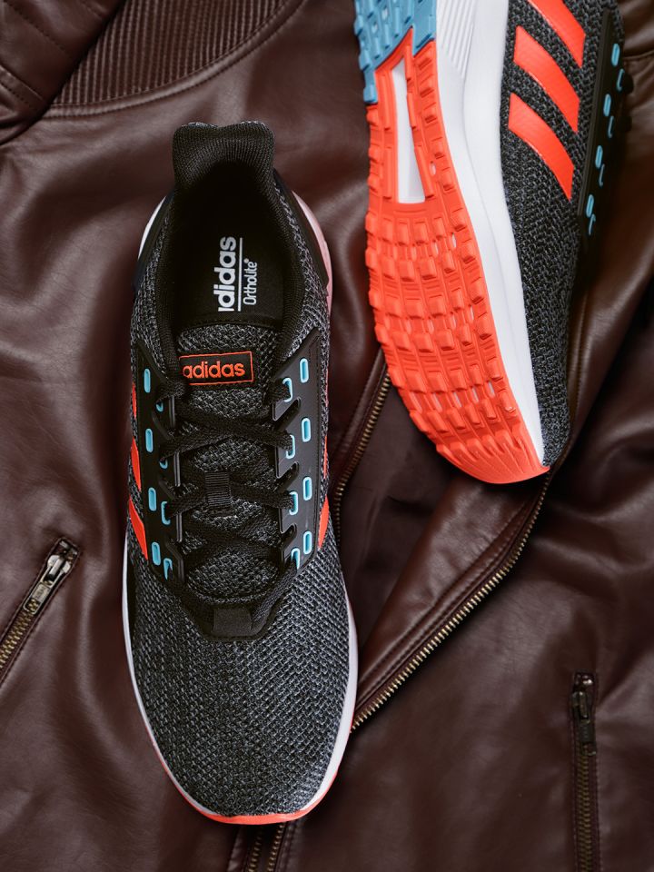 Adidas Men Charcoal Grey Duramo 9 Patterned Running Shoes