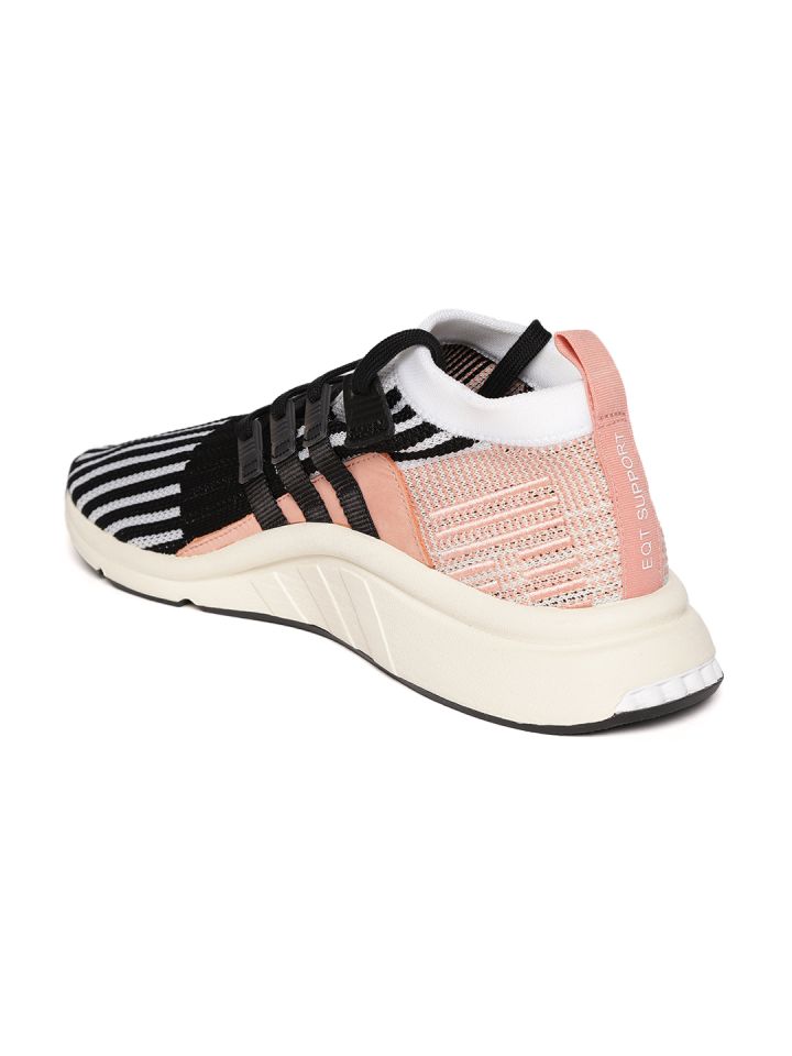 Adidas Originals Men Black White EQT Support Mid ADV PK Striped Sneakers