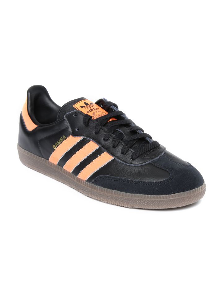 Mens adidas samba black leather sales