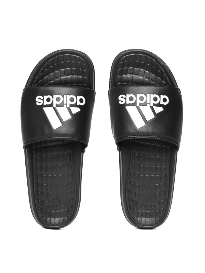 ADIDAS Men Black White VOLOOMIX Printed Sliders