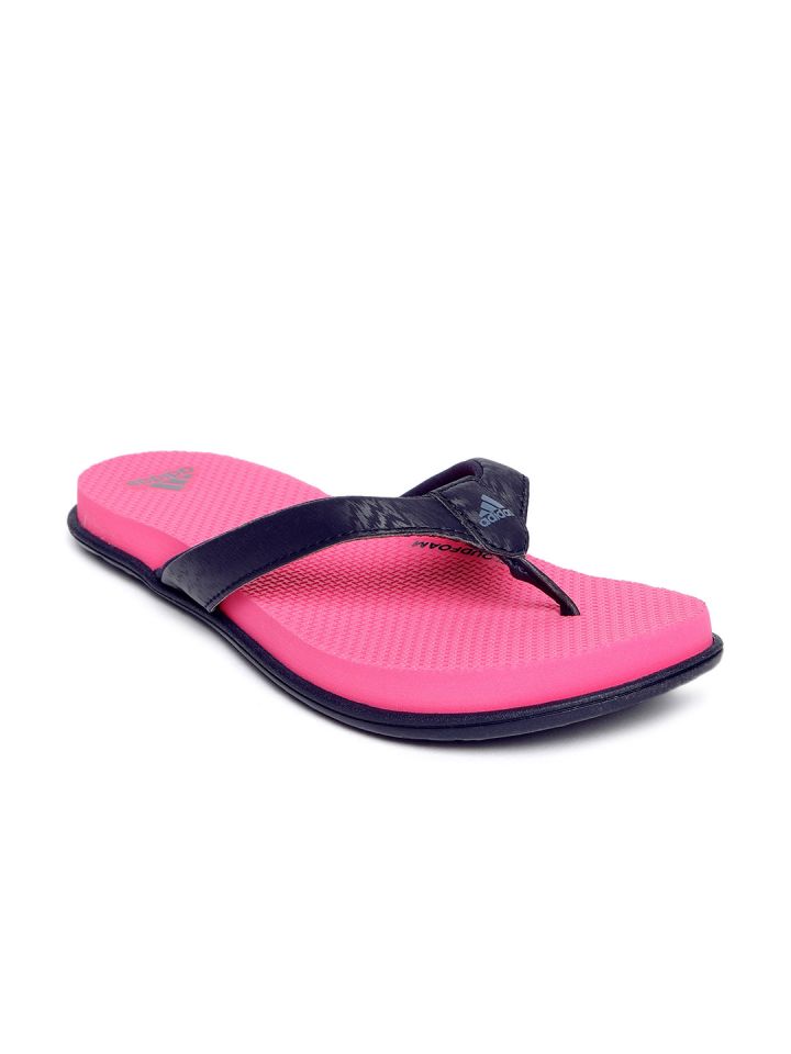 ADIDAS Women Pink Navy Blue Cloudfoam Thong Flip Flops