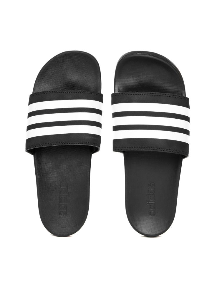 Buy ADIDAS Men Black White Striped Adilette Comfort Sliders
