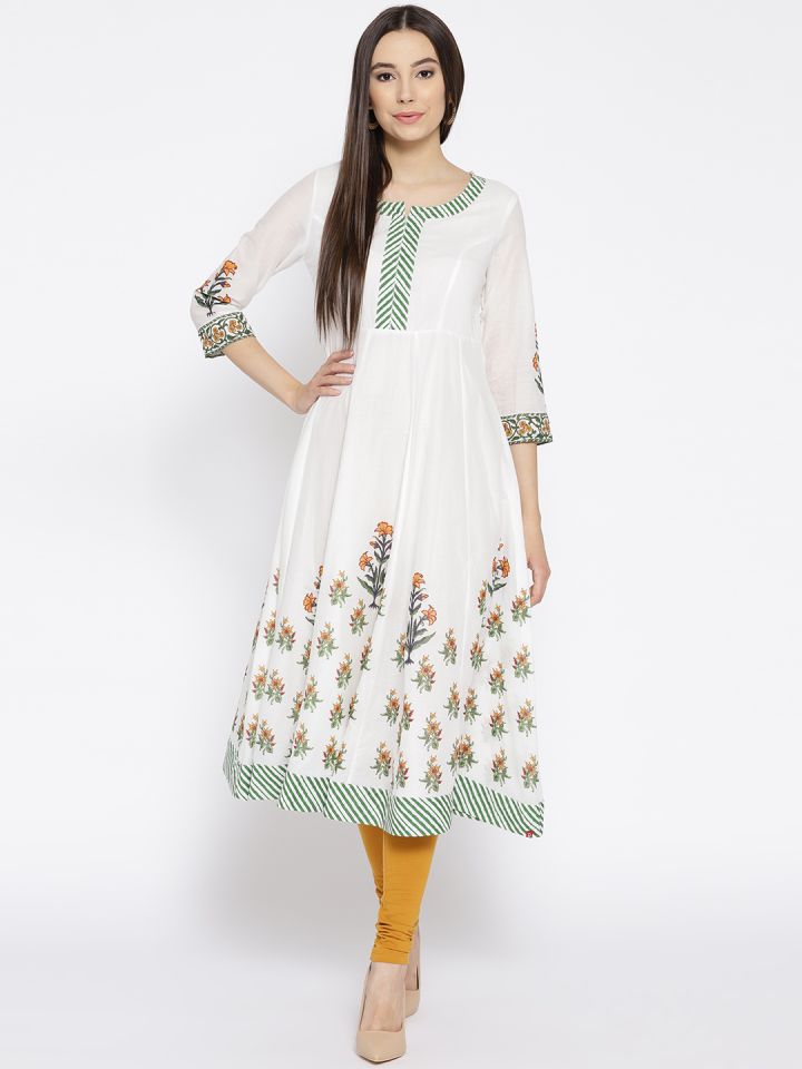 biba white anarkali suit