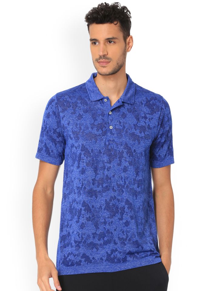 Buy Puma Men Blue Printed Polo Collar Evoknit Camo Polo T Shirt