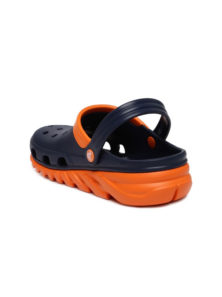 Crocs Unisex Navy Blue Orange Colourblocked Clogs