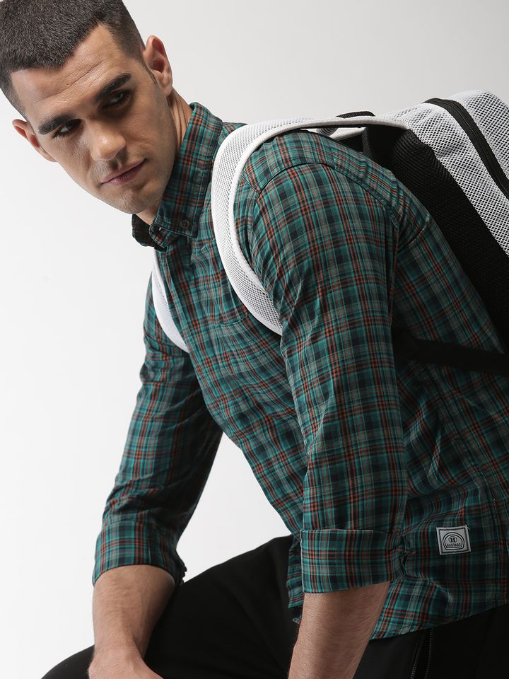 Buy Harvard Men Teal \u0026 Orange Regular 