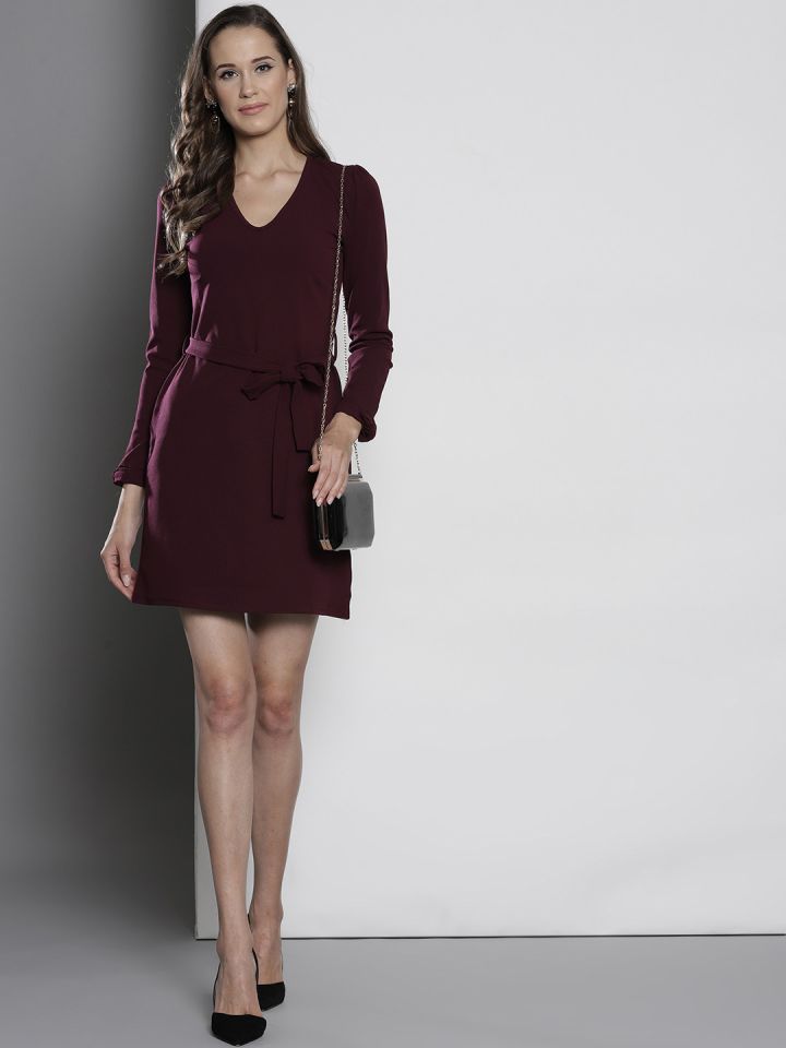 Buy DOROTHY PERKINS Women Burgundy Solid Sheath Dress