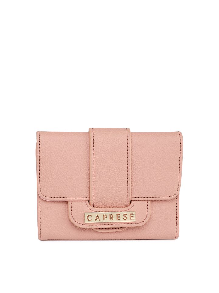Caprese Women Pink Solid Three Fold Wallet