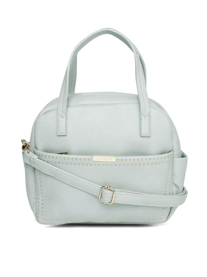 grey studded handbag