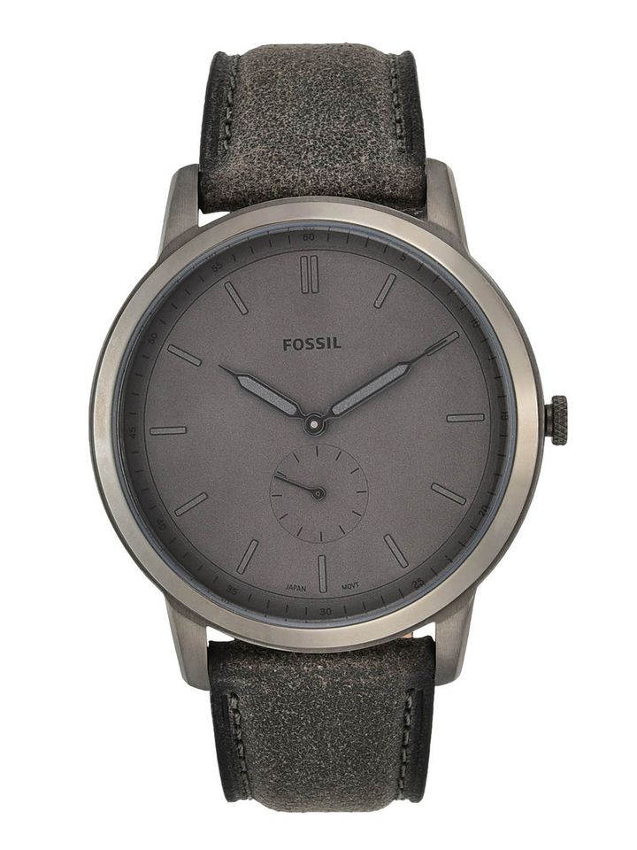 Fossil Men Grey Leather Analogue Watch 