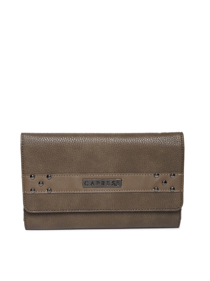 Buy Caprese Women Brown Textured Kia Three Fold Wallet Wallets