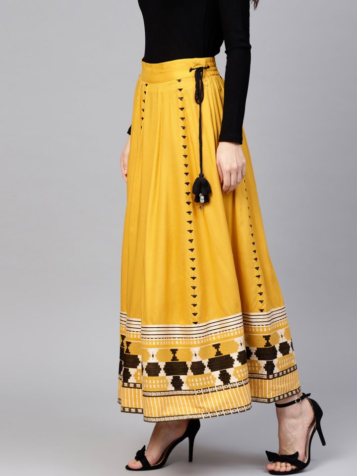 Black flare skirt yellow discount