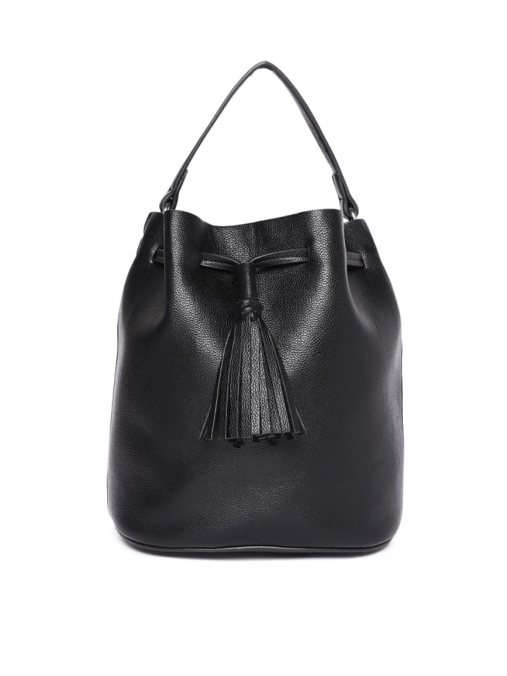 FOREVER 21 Black Solid Handheld Bucket Bag