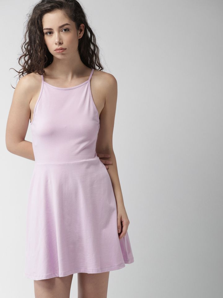 FOREVER 21 Women Lavender Solid A Line Dress