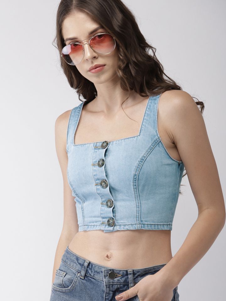 denim bralette crop top