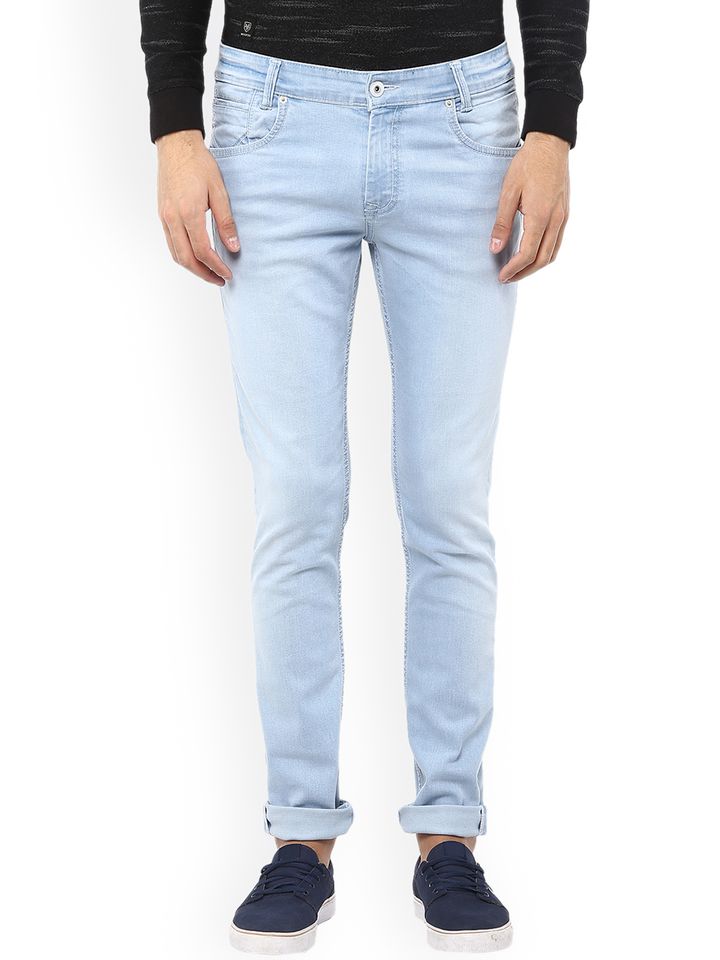 Buy Mufti Men Blue Straight Fit Mid 