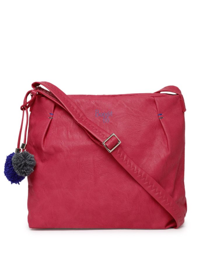 Baggit pink solid sling bag 2025