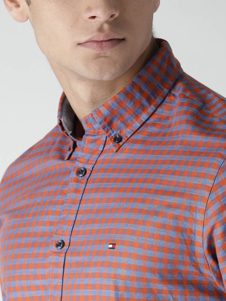 Orange and blue tommy hilfiger shirt new arrivals