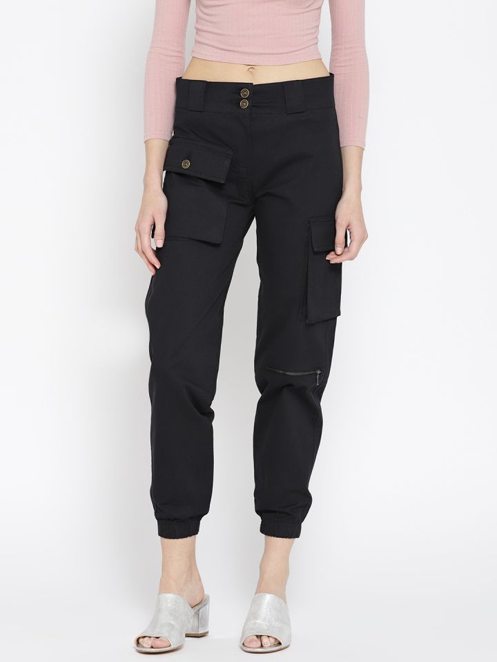 black slim fit joggers womens