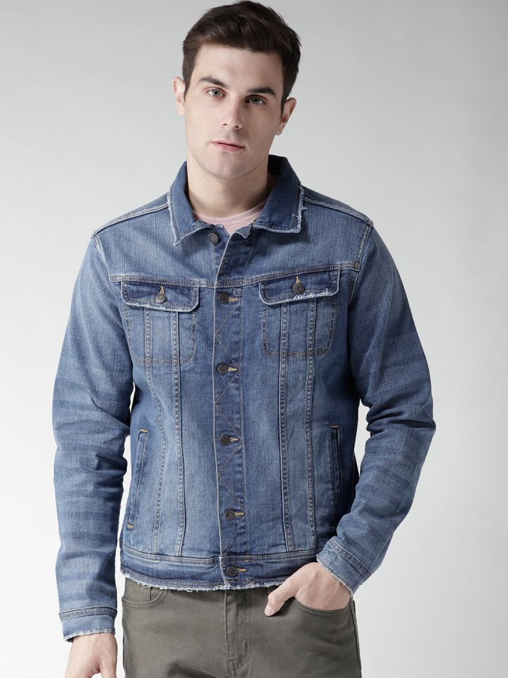 Buy Aeropostale Men Blue Solid Denim Jacket Jackets for Men