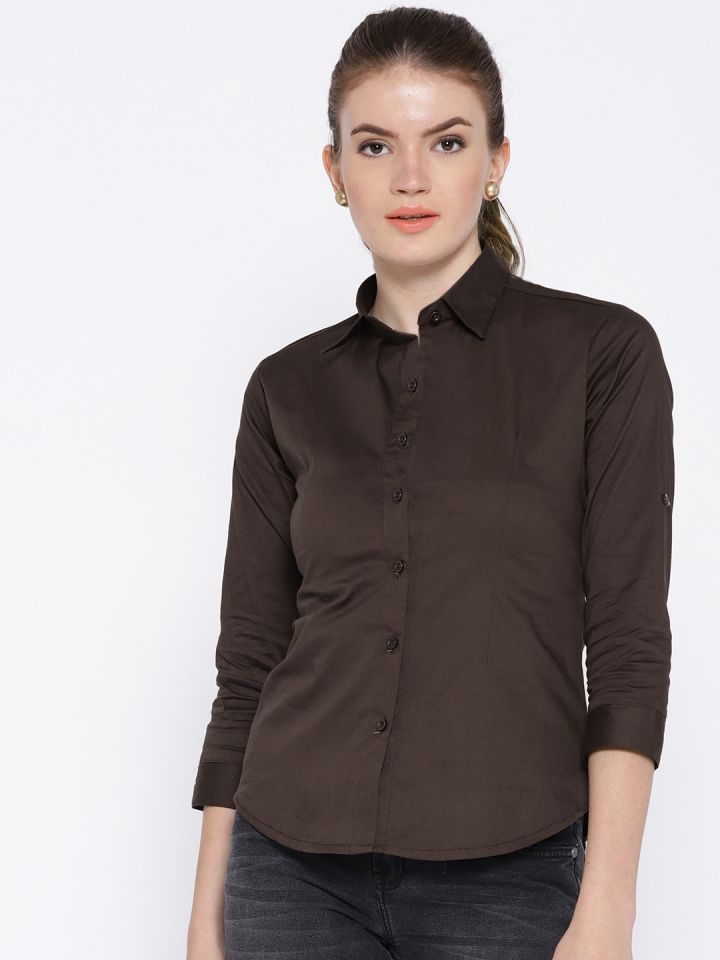 Girls solid brown shirt sales