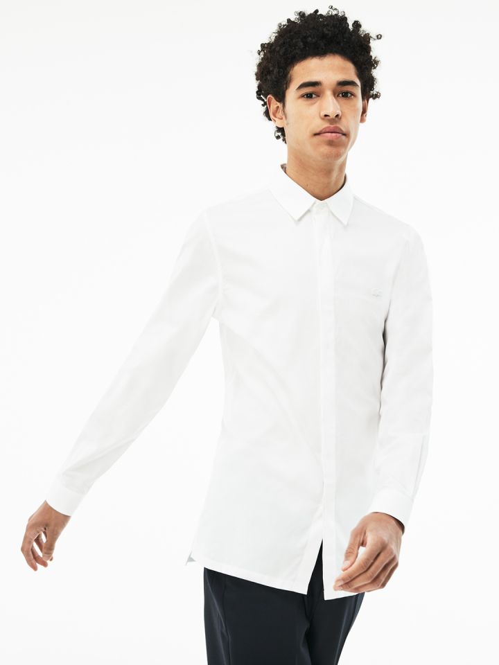 lacoste white shirt slim fit