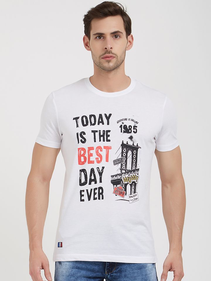 Printed Round Neck T Shirt - Tshirts 