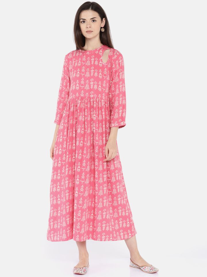 Buy Colour Me By Melange Women Pink Printed A Line Dress Dresses For Women 6974404 Myntra Select l m s xl xxl. colour me by melange women pink printed a line dress