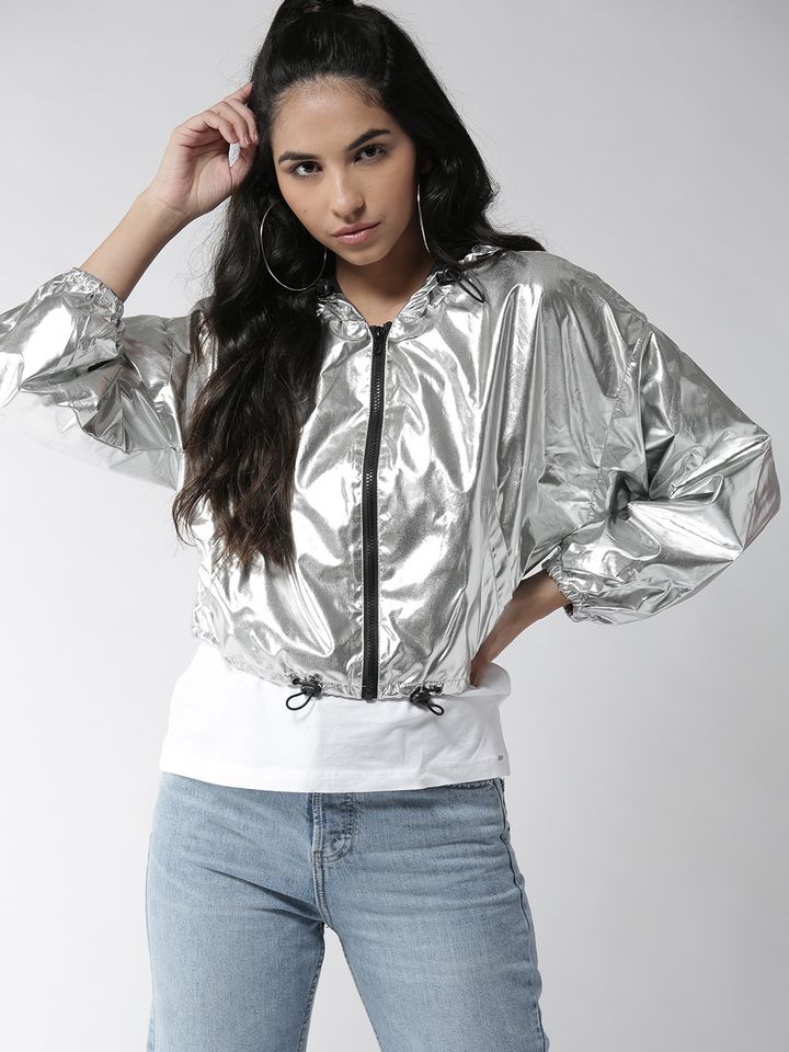 silver cropped jacket