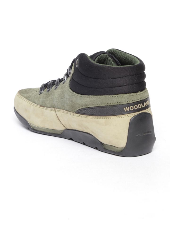 Woodland ProPlanet Men Olive Green Khaki Colourblocked Nubuck Leather Sneakers
