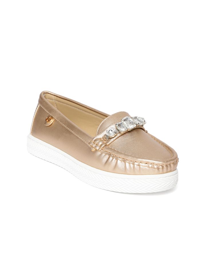 Buy Carlton London Women Rose Gold Toned Loafers Casual