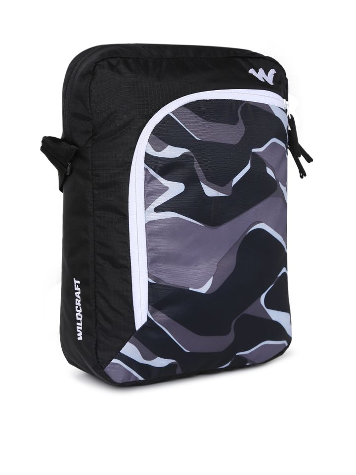 Wildcraft Unisex Black Grey Printed U Sling Messenger Bag